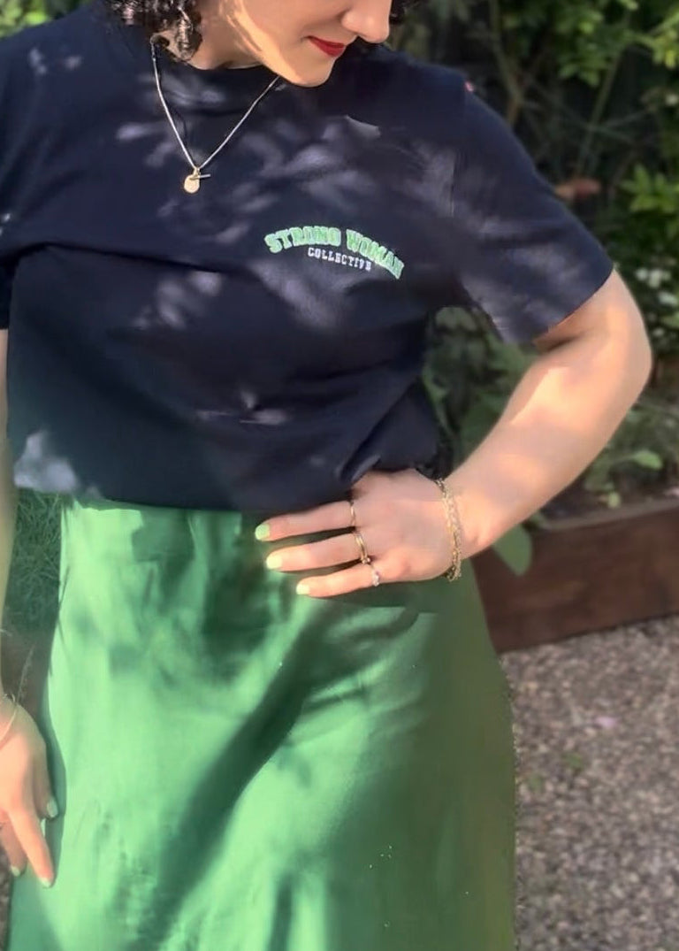 Navy with Green & White Embroidery Classic Tee