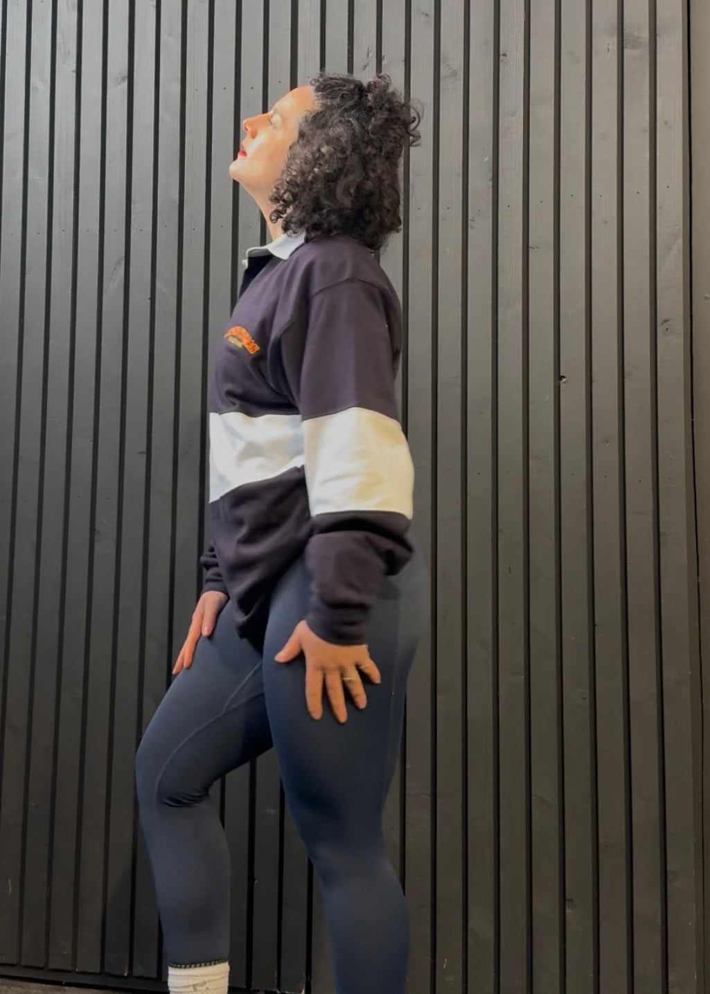 Navy and white Strong Woman Collective Rugby shirt