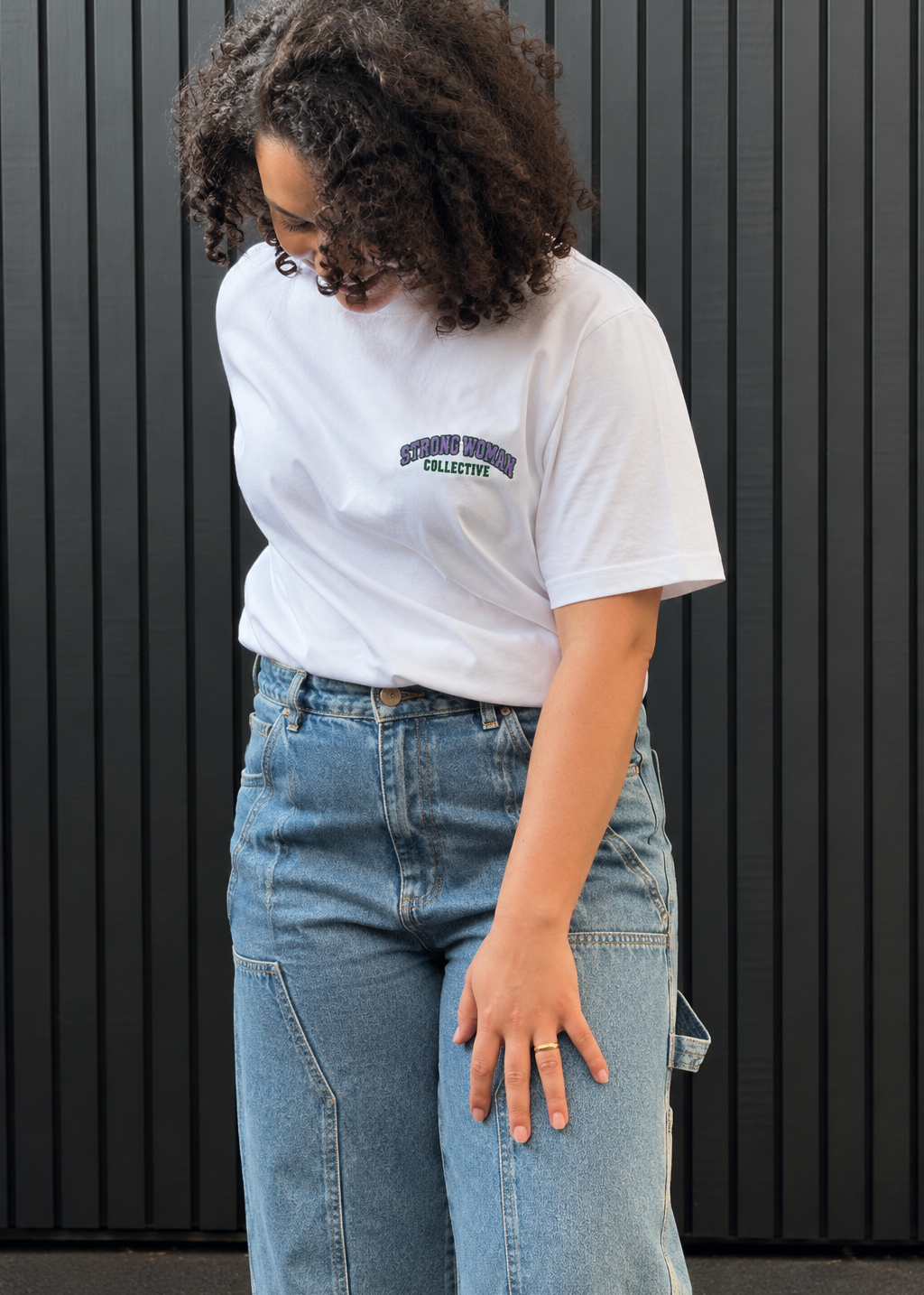 Purple Classic Oversized Tee – Emerald Green Embroidery