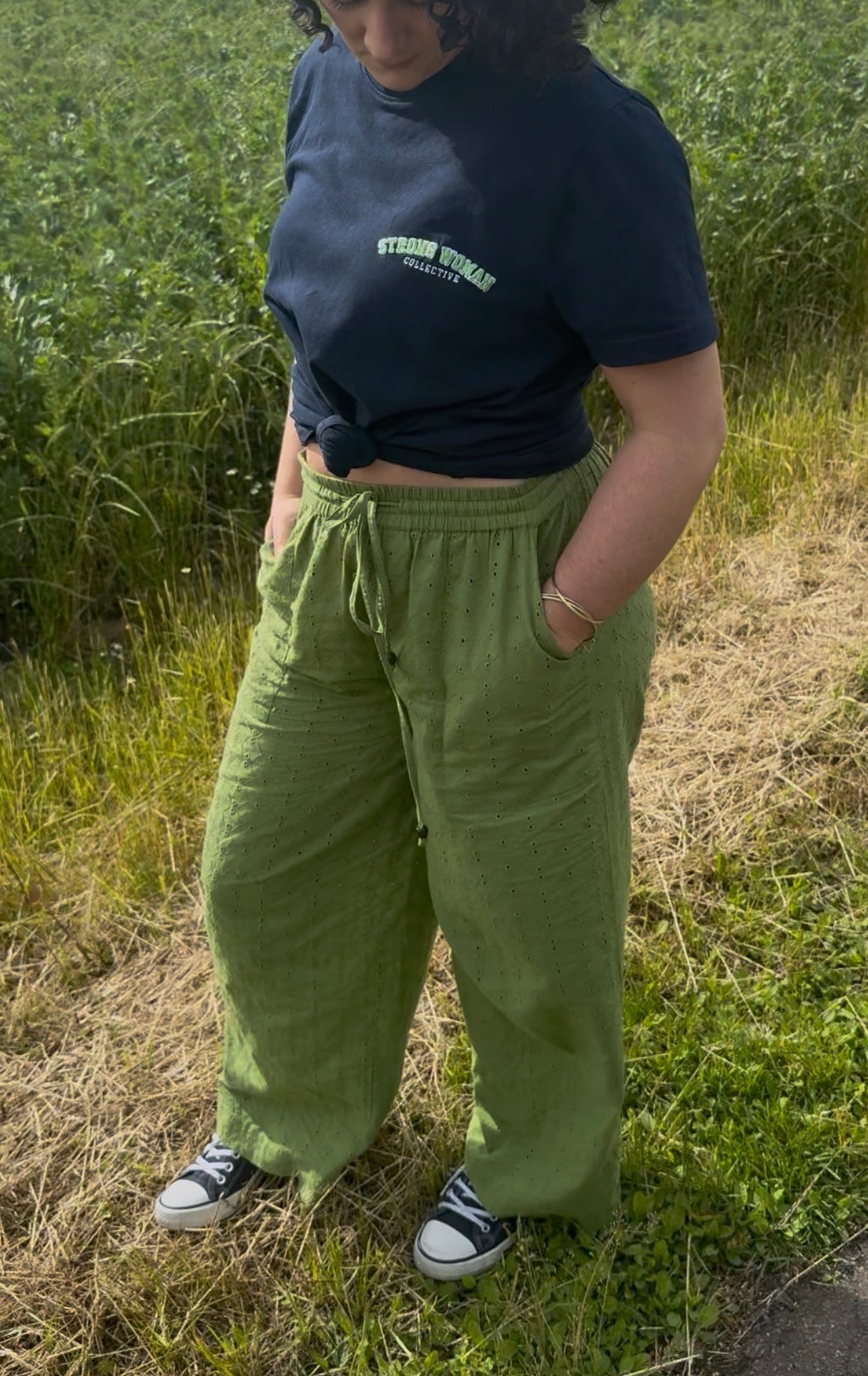 Navy with green classic T shirt