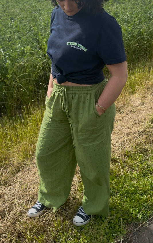 Navy with green classic T shirt