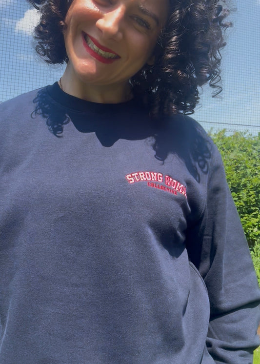 Navy with pink and red embroidery Light sweatshirt
