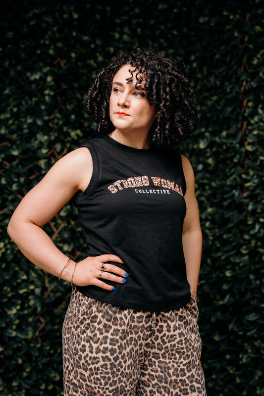Limited Edition leopard Print logo Vest in black or white