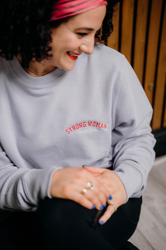 Lavender with pink embroidery light sweatshirt