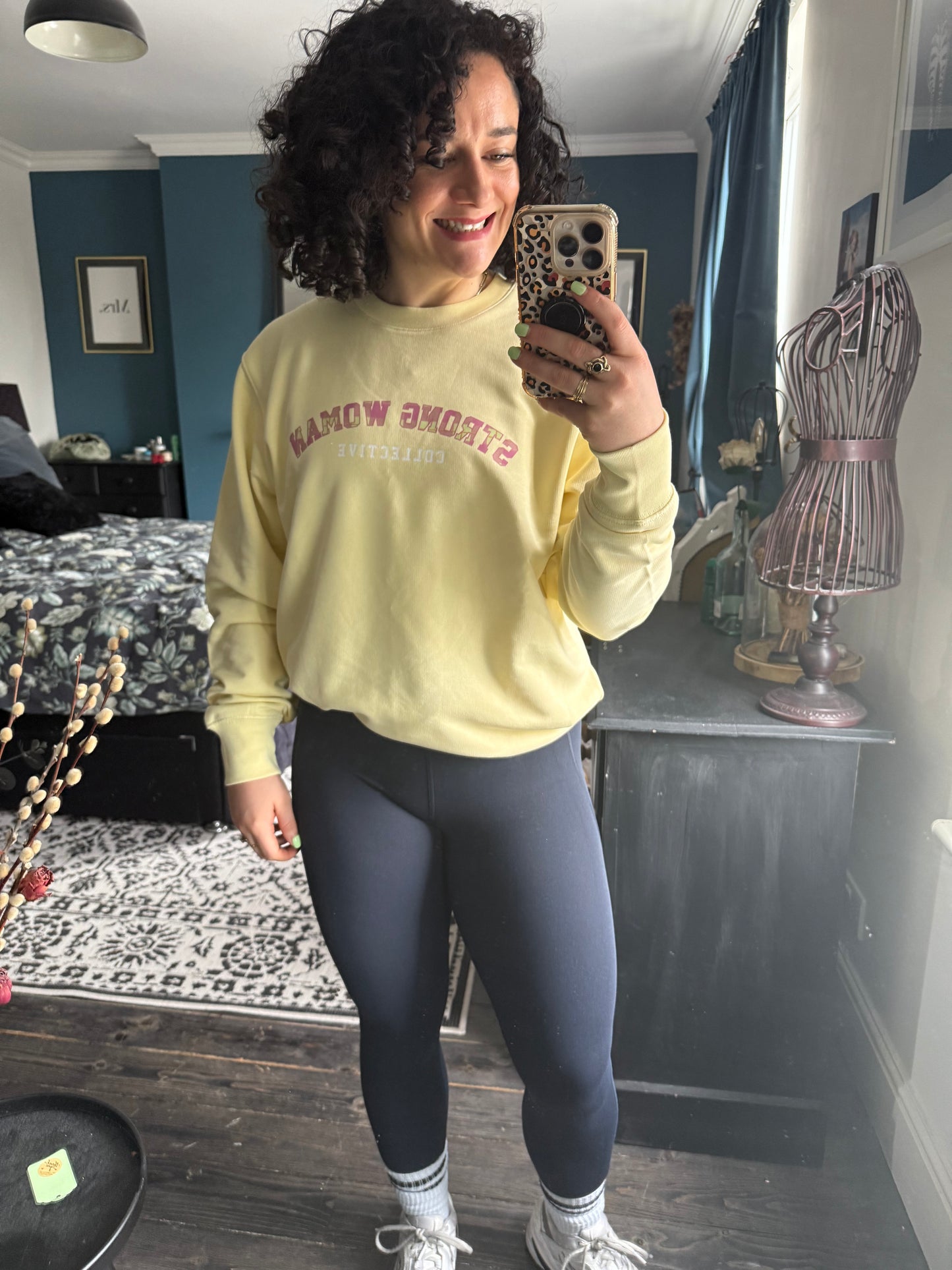 Limited edition Butter yellow with pink and yellow gingham light sweatshirt